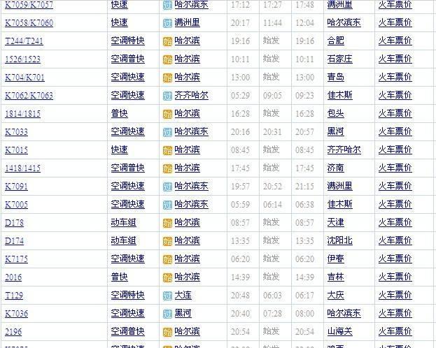 最新列車時(shí)刻表查詢，便捷出行的新選擇