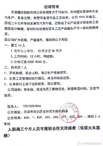 武清區(qū)最新招工信息揭秘，求職者的福音！